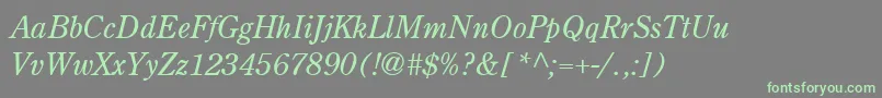 CenturyRetrospectiveLightSsiLightItalic Font – Green Fonts on Gray Background
