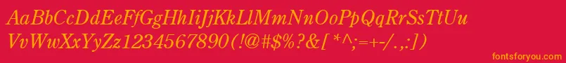 CenturyRetrospectiveLightSsiLightItalic Font – Orange Fonts on Red Background