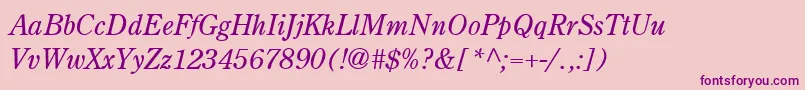 CenturyRetrospectiveLightSsiLightItalic Font – Purple Fonts on Pink Background