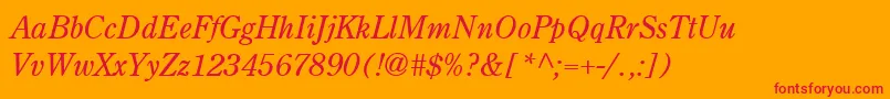 フォントCenturyRetrospectiveLightSsiLightItalic – オレンジの背景に赤い文字