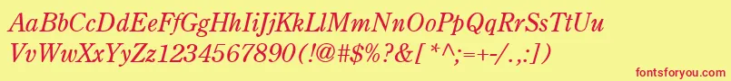 CenturyRetrospectiveLightSsiLightItalic Font – Red Fonts on Yellow Background