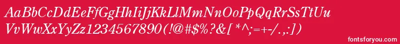 CenturyRetrospectiveLightSsiLightItalic Font – White Fonts on Red Background