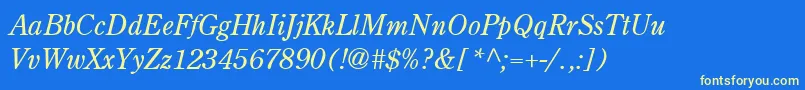 Fonte CenturyRetrospectiveLightSsiLightItalic – fontes amarelas em um fundo azul