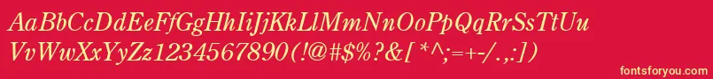 CenturyRetrospectiveLightSsiLightItalic Font – Yellow Fonts on Red Background