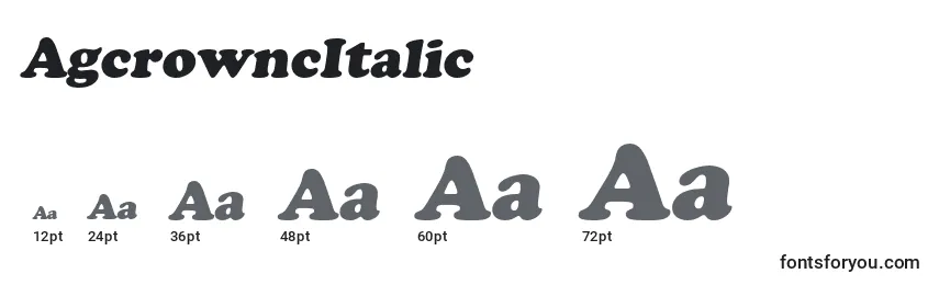 Größen der Schriftart AgcrowncItalic