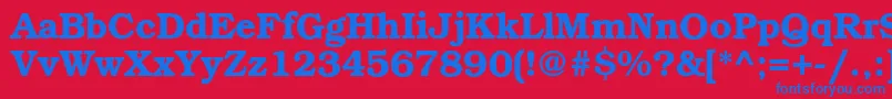 BookmancDemi-Schriftart – Blaue Schriften auf rotem Hintergrund