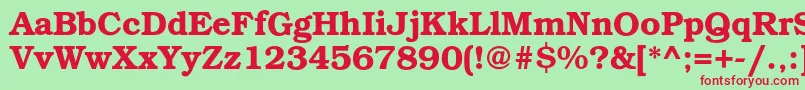 BookmancDemi-fontti – punaiset fontit vihreällä taustalla