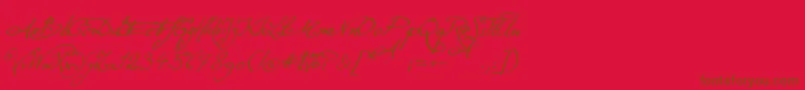 Excellentia-Schriftart – Braune Schriften auf rotem Hintergrund