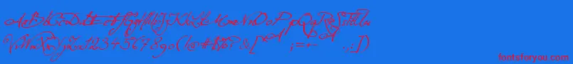 Excellentia-Schriftart – Rote Schriften auf blauem Hintergrund