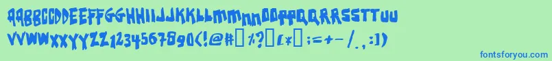 フォントEarthqua – 青い文字は緑の背景です。