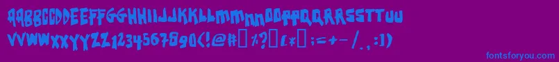 フォントEarthqua – 紫色の背景に青い文字