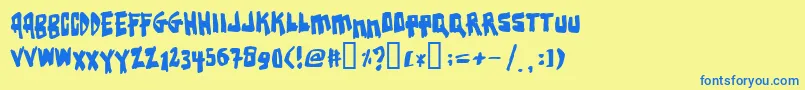 Earthqua Font – Blue Fonts on Yellow Background