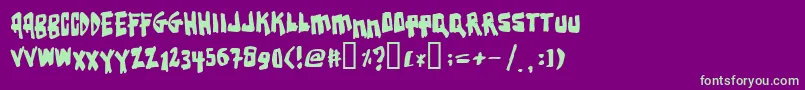 フォントEarthqua – 紫の背景に緑のフォント
