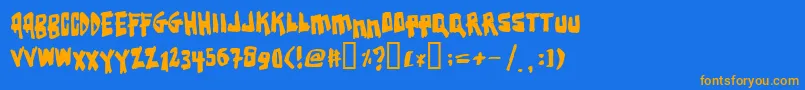 Earthqua Font – Orange Fonts on Blue Background