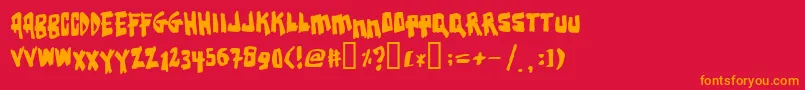 フォントEarthqua – 赤い背景にオレンジの文字