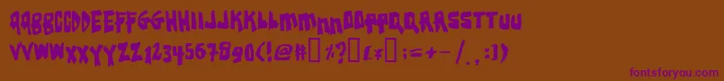 フォントEarthqua – 紫色のフォント、茶色の背景
