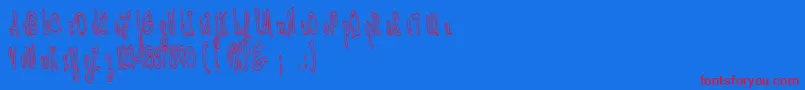 Cerbature-Schriftart – Rote Schriften auf blauem Hintergrund