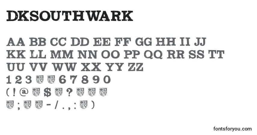 A fonte DkSouthwark – alfabeto, números, caracteres especiais