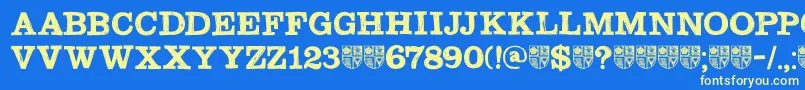 DkSouthwark Font – Yellow Fonts on Blue Background