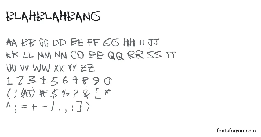 Fuente BlahBlahBang - alfabeto, números, caracteres especiales
