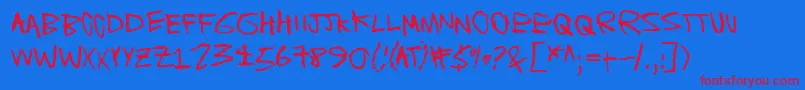 BlahBlahBang-Schriftart – Rote Schriften auf blauem Hintergrund