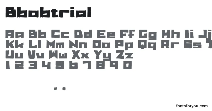A fonte Bbobtrial (46142) – alfabeto, números, caracteres especiais