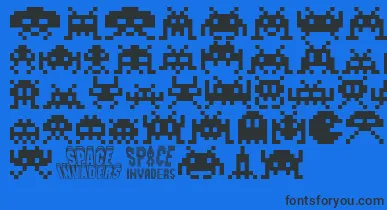 Invaders font – Black Fonts On Blue Background