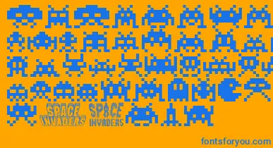Invaders font – Blue Fonts On Orange Background