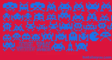 Invaders font – Blue Fonts On Red Background