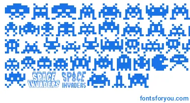 Invaders font – Blue Fonts On White Background
