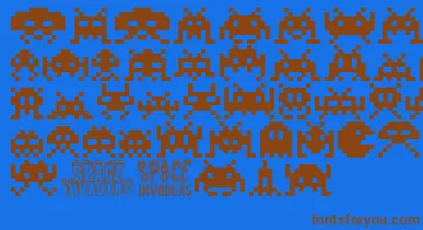 Invaders font – Brown Fonts On Blue Background