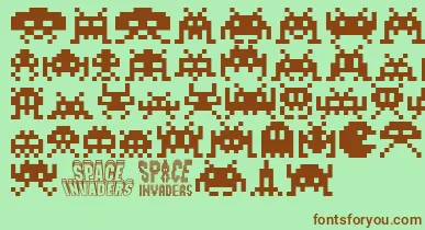 Invaders font – Brown Fonts On Green Background