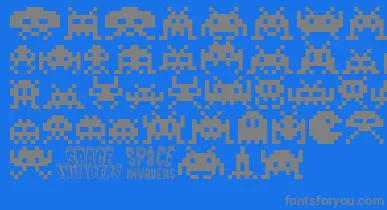 Invaders font – Gray Fonts On Blue Background