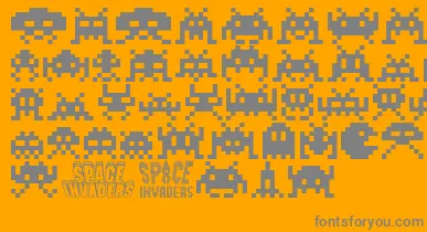 Invaders font – Gray Fonts On Orange Background