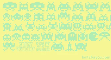 Invaders font – Green Fonts On Yellow Background
