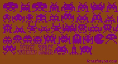 Invaders font – Purple Fonts On Brown Background