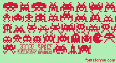 Invaders font – Red Fonts On Green Background