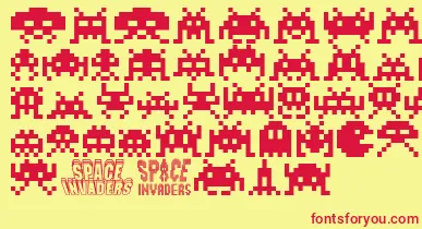 Invaders font – Red Fonts On Yellow Background
