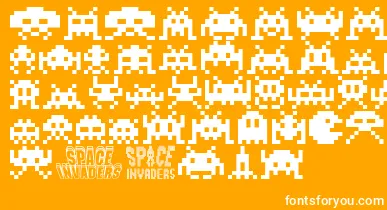 Invaders font – White Fonts On Orange Background