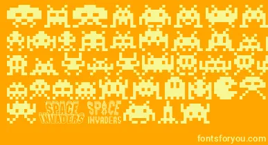 Invaders font – Yellow Fonts On an Orange Background