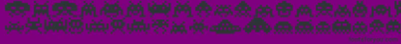 Invaders-Schriftart – Schwarze Schriften auf violettem Hintergrund