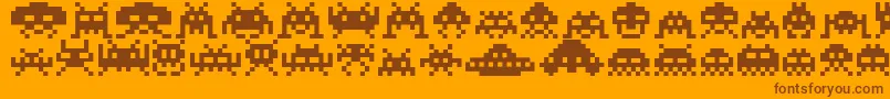 Invaders Font – Brown Fonts on Orange Background