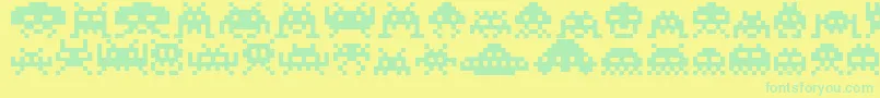 Invaders Font – Green Fonts on Yellow Background