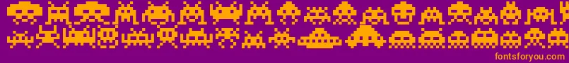Invaders Font – Orange Fonts on Purple Background