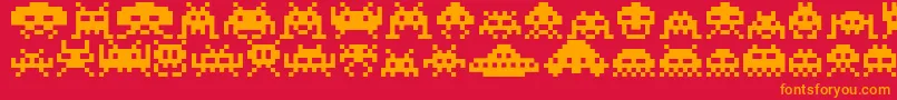 Invaders Font – Orange Fonts on Red Background