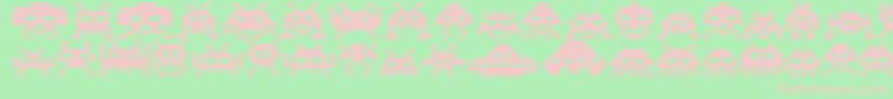 Invaders Font – Pink Fonts on Green Background