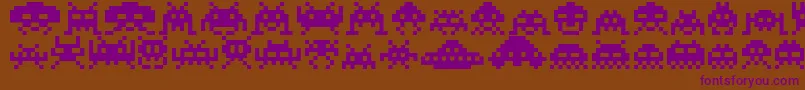 Invaders Font – Purple Fonts on Brown Background