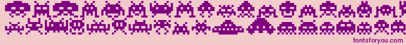 Invaders Font – Purple Fonts on Pink Background