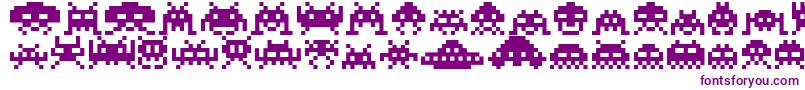 Saiba mais sobre a fonte Invaders Fonte Invaders – fontes roxas em um fundo branco