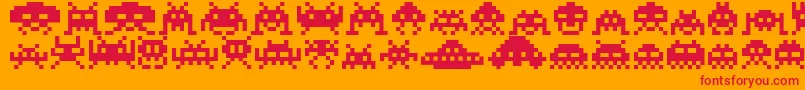 Invaders Font – Red Fonts on Orange Background